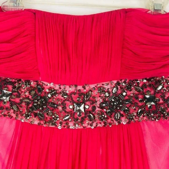 Adrianna Papell Prom Dress Gown Women's 8 Jeweled Beaded Strapless Long Formal - Picture 7 of 11